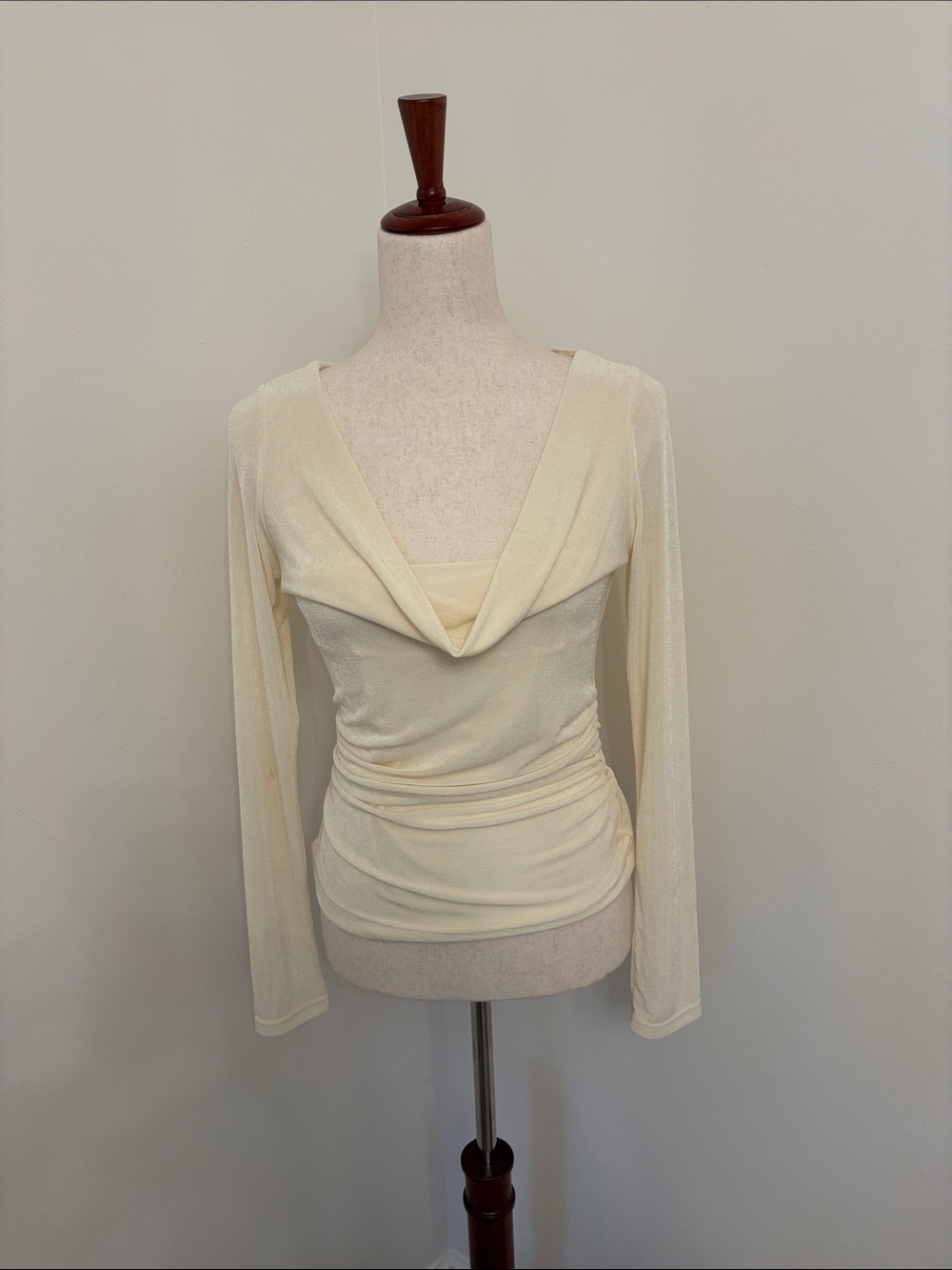 Long Sleeve Cowl Neck Women’s Top - Cream